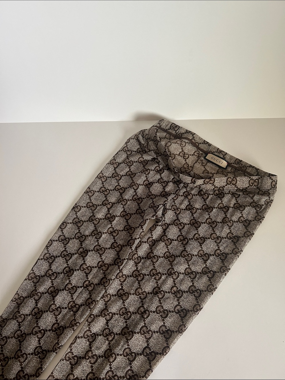 Gucci Beige and Brown GG Monogram TIGHTS